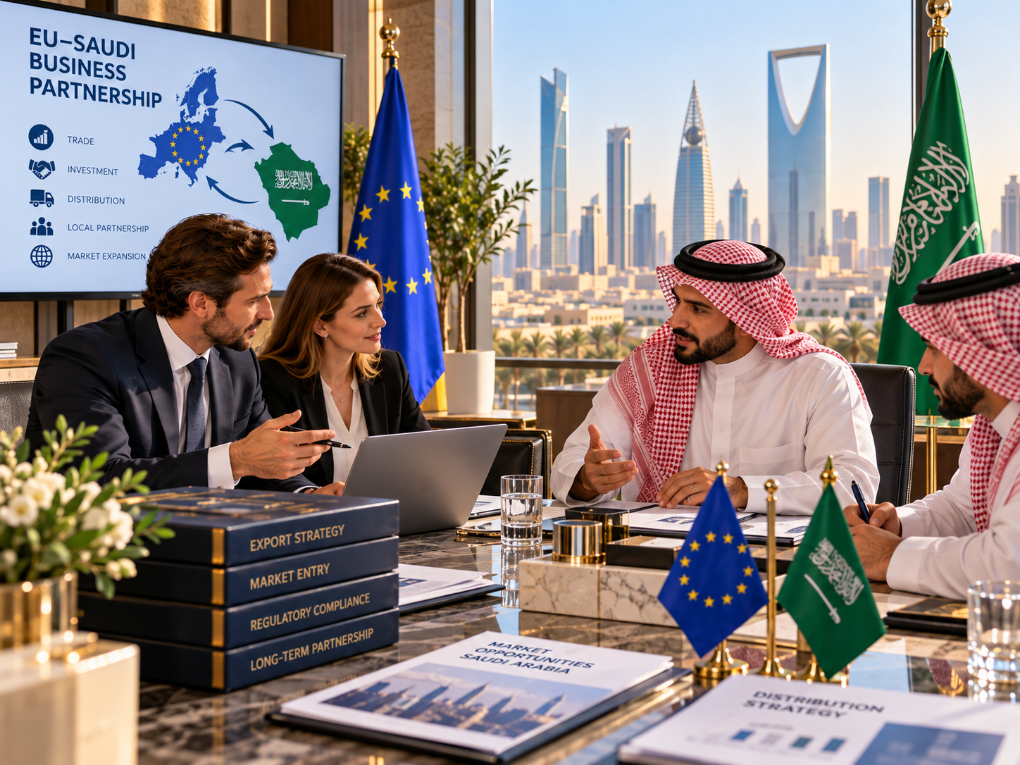 European executives meeting Saudi Arabian business partners in Riyadh