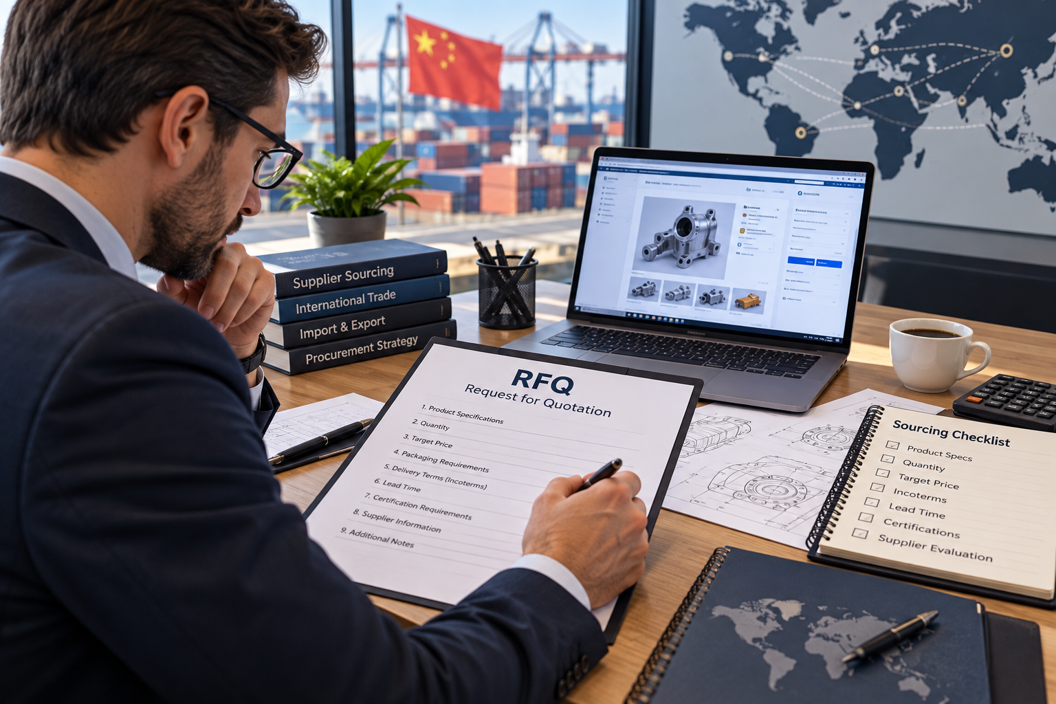  International buyer preparing an RFQ document for a foreign supplier